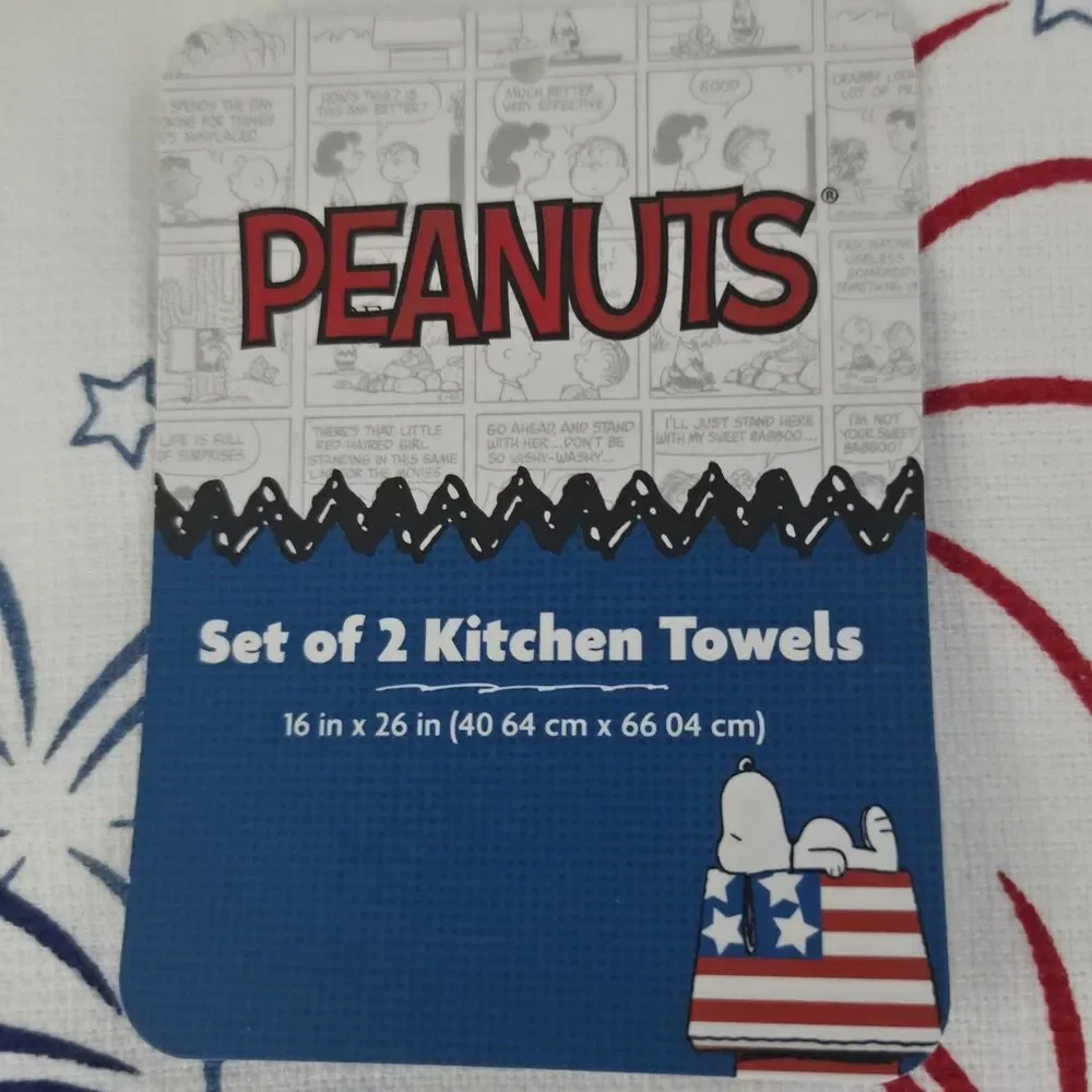 Peanuts 2pc Snoopy and Woodstock 4th Of July Americana Kitchen‎ Towels  16x26in